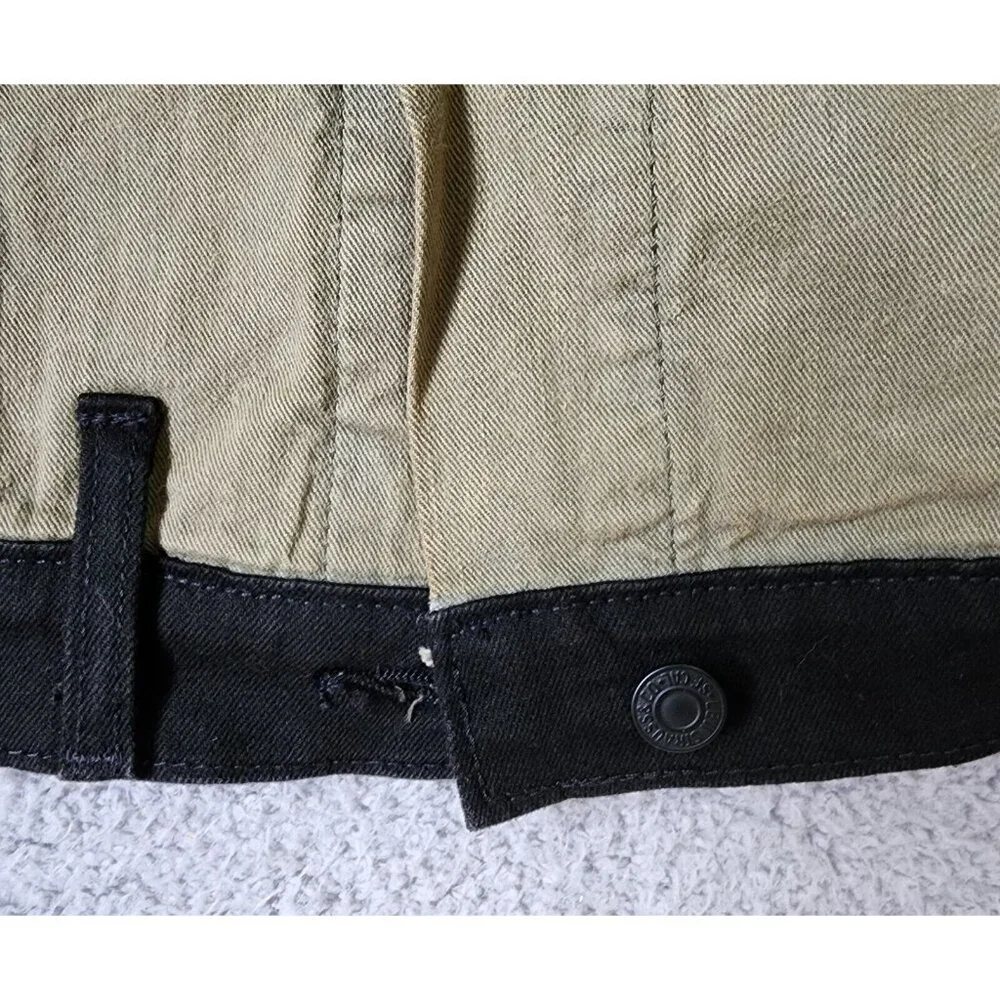 Levis Type 3 Olive Green Denim Jean Trucker Metal Button Up Pocket Jacket Size M